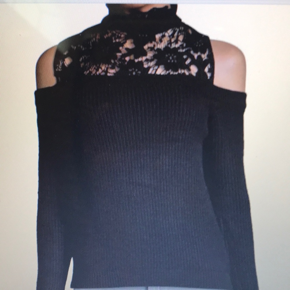 Black cold shoulder sweater